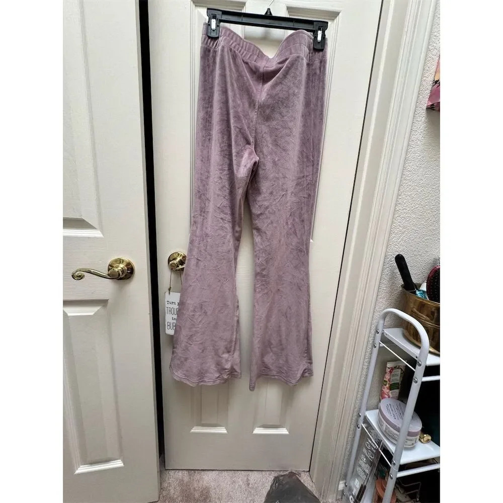 Avia Women's Flared Velour Pants Purple Size S Casual Wide-Leg​ - Picture 6 of 8